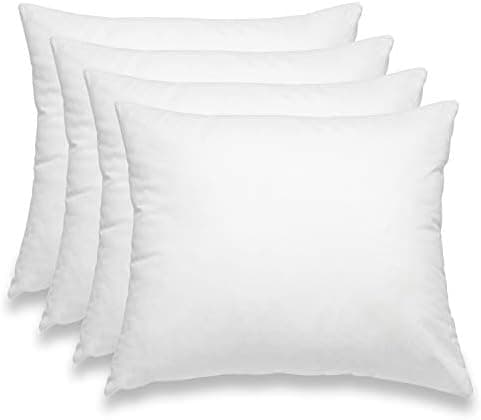 Wometo 4er Set Federkissen: 100% Federn, Oeko-TEX, Baumwolls Bezüge, weiß, kleine Kopfkissen, 40x40 cm, 300g Füllmasse,