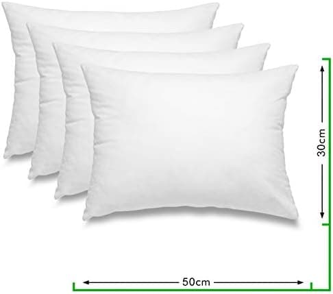 Wometo 4er Set Federkissen: 100% Federn, Oeko-TEX, Baumwolls Bezüge, weiß, kleine Kopfkissen, 40x40 cm, 300g Füllmasse,