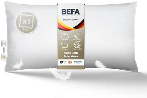 BEFA NATUR Federkissen 80x80 cm (2 Stück) | 100% Federn | Tierwohl zertifiziert | Allergiker geeignet | OEKO-TEX Klasse