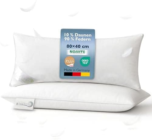 Beautissu 2er Daunenkissen-Set 80x80cm – Waschbar & Made in Germany – Oeko-Tex Zertifiziert – Kopfkissen 80x80cm