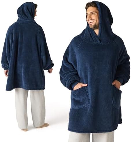 BEDSURE Hoodie Decke mit Ärmeln - Warme Kuschelpullover für Frauen - Tragbare Erwachsenendekke Grau OEKO-TEX 95x85 cm