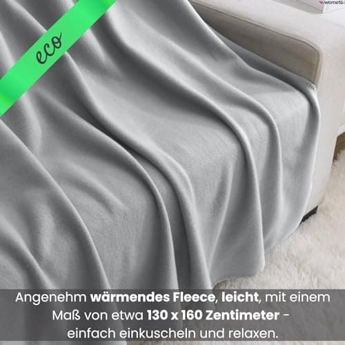 Wometo 10er Vorteilspack Fleecedecke grau Anti-Pilling Kettelrand