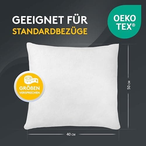 LILENO HOME 40x40 cm waschbares Kissenfüllmaterial - ideal für Allergiker und Couchkissen, Sofa Kissen, Cocktailkissen u
