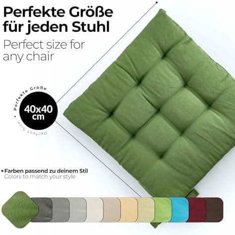 Etérea Türkiswaschbares Sitzkissen Stuhl 40x40 2er Set Inneneinbau - Outdoor & Indoor - OEKO-TEX Made in Green