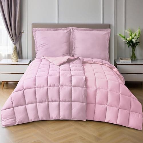 Oeko-TEX zertifizierte Nebelrosa Bettdecke HIG 155x220 cm - Weich & Flauschig - 1500g Daunenalternative (250GSM)