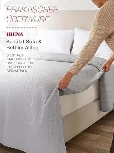 Ibena Nancy Tagesdecke 220x250 cm - Leichte Rosa Decke mit Zopfmuster für Luxuschlaf