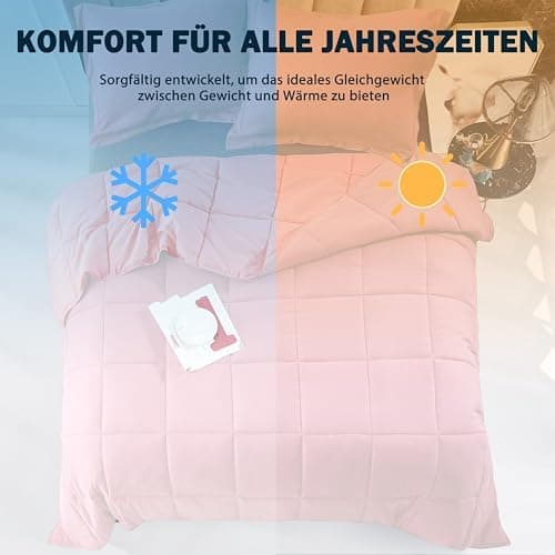 Oeko-TEX zertifizierte Nebelrosa Bettdecke HIG 155x220 cm - Weich & Flauschig - 1500g Daunenalternative (250GSM)