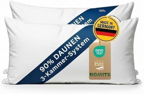2er Set Kopfkissen 80x80 cm mit 90% Daunen | Allergiker geeignet | Ergonomisches Kissen | Federkissen 80 x 80 cm OEKO-TE