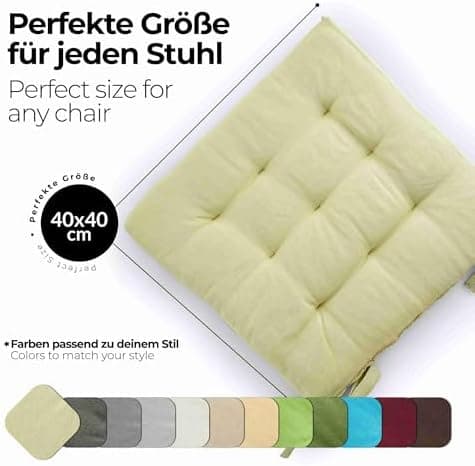 Etérea Türkiswaschbares Sitzkissen Stuhl 40x40 2er Set Inneneinbau - Outdoor & Indoor - OEKO-TEX Made in Green
