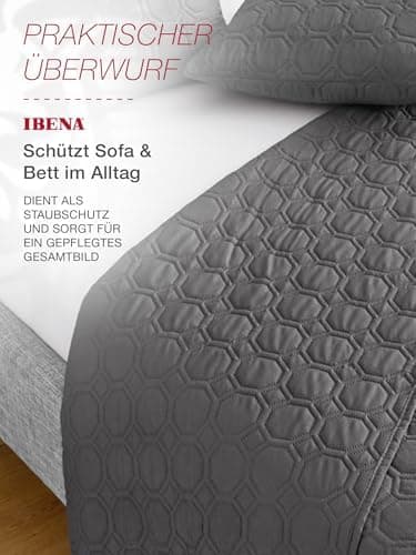 Ibena Nancy Tagesdecke 220x250 cm - Leichte Rosa Decke mit Zopfmuster für Luxuschlaf