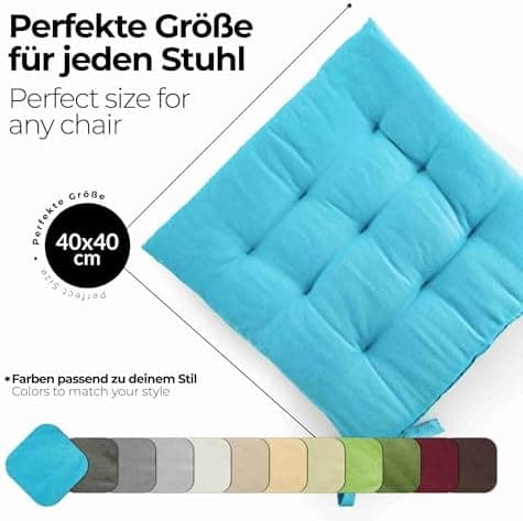 Etérea Türkiswaschbares Sitzkissen Stuhl 40x40 2er Set Inneneinbau - Outdoor & Indoor - OEKO-TEX Made in Green