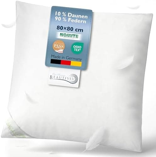 Beautissu 2er Daunenkissen-Set 80x80cm – Waschbar & Made in Germany – Oeko-Tex Zertifiziert – Kopfkissen 80x80cm