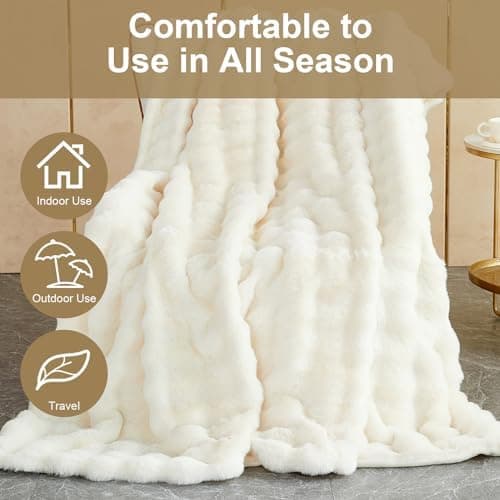 Kuscheldecke Milchsamt Blasen Decke Super Soft Warme Couchdecke 100 x 160cm White