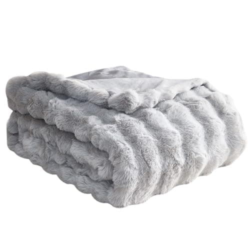 Kuscheldecke Milchsamt Blasen Decke Super Soft Warme Couchdecke 100 x 160cm White