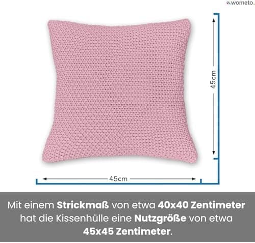 Wometo Oeko-TEX Sofakissenbezug Strick 45x45 türkis Petrol Reißverschluss warme weiche Kissenhülle OEKO-TEX STANDARD 100