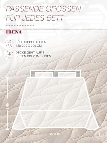 Ibena Nancy Tagesdecke 220x250 cm - Leichte Rosa Decke mit Zopfmuster für Luxuschlaf