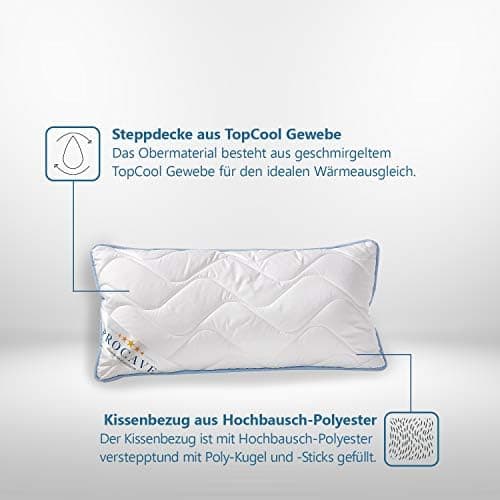 Hochwertiges Qualitäts-Stepp-Kissen für Allergiker, atmungsaktiv und Kochfest 40x40 cm - PROCAVE TopCool
| Winter- und