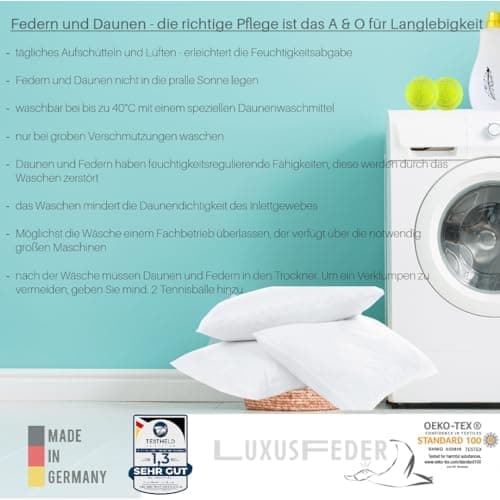 Luxusfeder 2er Sofakissen - Daunen Füllung 300g - 100% Baumwolle Bezughülle - Öko-Tex 

Luxusfeder 2er Sofakissen - Daun