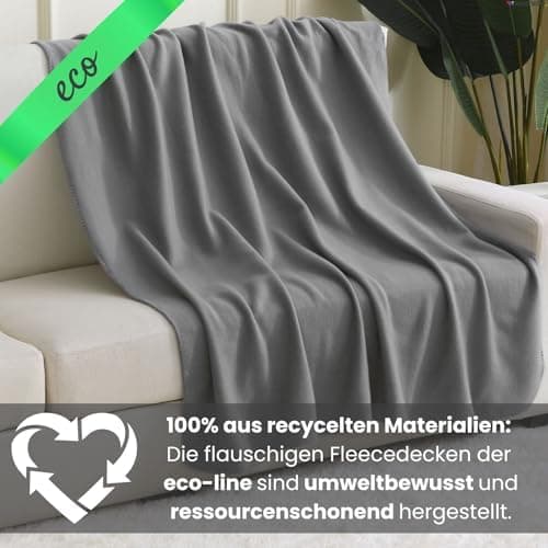 Wometo 10er Vorteilspack Fleecedecke grau Anti-Pilling Kettelrand