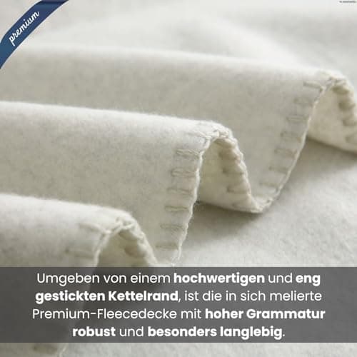 Wometo Premium Fleecedecke - weiß meliert (Bi-Color)Anti-Pilling 140x190 cm OEKO-TEX