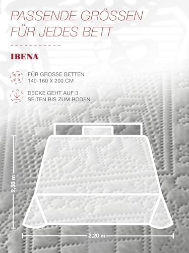 Ibena Nancy Tagesdecke 220x250 cm - Leichte Rosa Decke mit Zopfmuster für Luxuschlaf