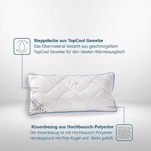 Hochwertiges Qualitäts-Stepp-Kissen für Allergiker, atmungsaktiv und Kochfest 40x40 cm - PROCAVE TopCool
| Winter- und