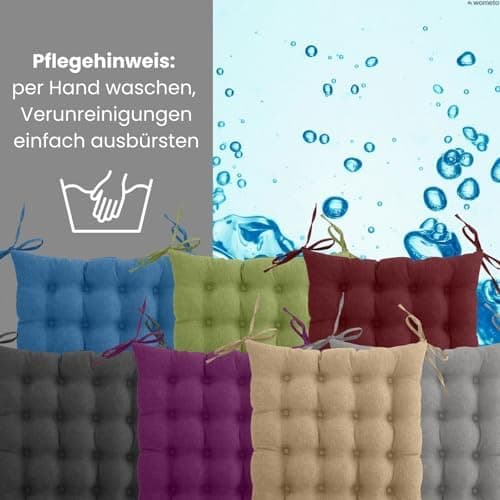 Wometo Sitzkissen Stuhl - dunkelgrau Oeko-TEX Sitzpolster mit Bändern für Indoor und Outdoor OEKO-TEX STANDARD 100  
Wom