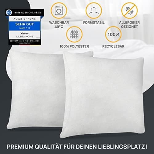LILENO HOME 40x40 cm waschbares Kissenfüllmaterial - ideal für Allergiker und Couchkissen, Sofa Kissen, Cocktailkissen u