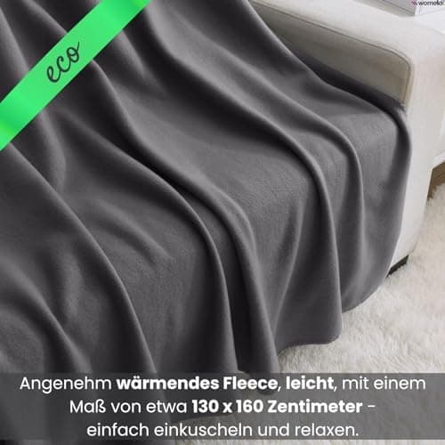 Wometo 10er Vorteilspack Fleecedecke grau Anti-Pilling Kettelrand