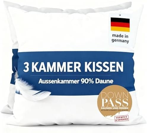 2er Set Kopfkissen 80x80 cm mit 90% Daunen | Allergiker geeignet | Ergonomisches Kissen | Federkissen 80 x 80 cm OEKO-TE
