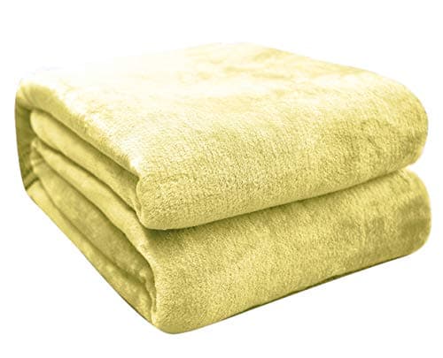 FARFALLAROSSA Oeko-TEX Flauschig Kuscheldecke 130x160 cm - Super Weiche Fleecedecke als Sofaüberwurf - Wohndecke Gelb OE