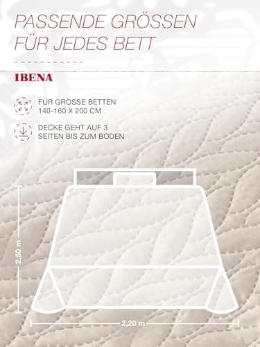 Ibena Nancy Tagesdecke 220x250 cm - Leichte Rosa Decke mit Zopfmuster für Luxuschlaf