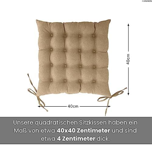 Wometo Sitzkissen Stuhl - dunkelgrau Oeko-TEX Sitzpolster mit Bändern für Indoor und Outdoor OEKO-TEX STANDARD 100  
Wom