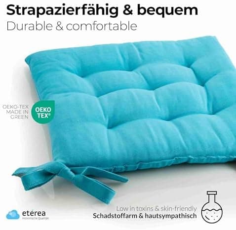 Etérea Türkiswaschbares Sitzkissen Stuhl 40x40 2er Set Inneneinbau - Outdoor & Indoor - OEKO-TEX Made in Green