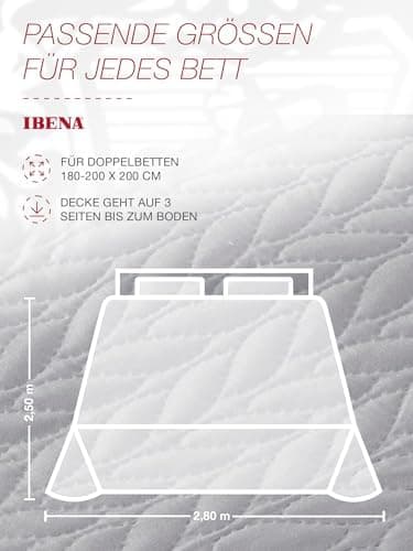 Ibena Nancy Tagesdecke 220x250 cm - Leichte Rosa Decke mit Zopfmuster für Luxuschlaf