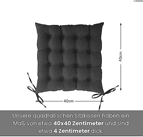 Wometo Sitzkissen Stuhl - dunkelgrau Oeko-TEX Sitzpolster mit Bändern für Indoor und Outdoor OEKO-TEX STANDARD 100  
Wom