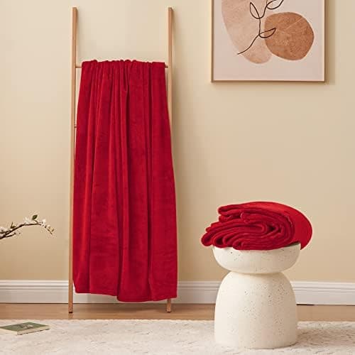 Aisbo Flauschig Warme Decke Rot für Winter - Kuschliges Wohnzimmer Blanket 130x150 cm OEKO-TEX