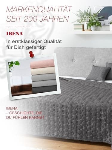 Ibena Nancy Tagesdecke 220x250 cm - Leichte Rosa Decke mit Zopfmuster für Luxuschlaf