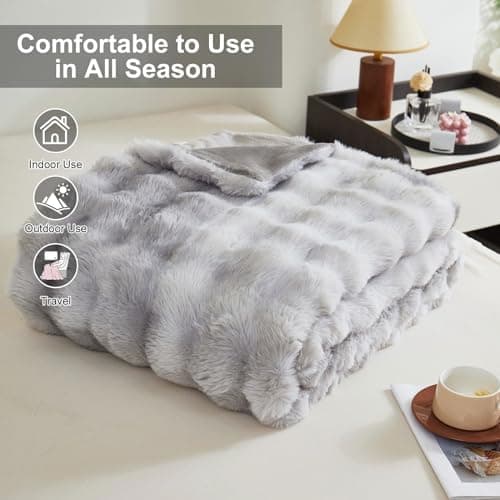 Kuscheldecke Milchsamt Blasen Decke Super Soft Warme Couchdecke 100 x 160cm White
