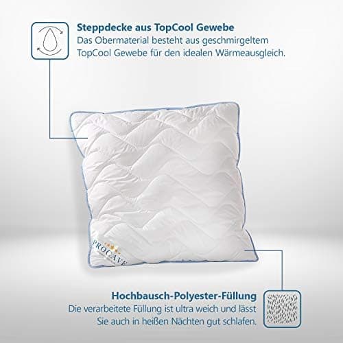 Hochwertiges Qualitäts-Stepp-Kissen für Allergiker, atmungsaktiv und Kochfest 40x40 cm - PROCAVE TopCool
| Winter- und