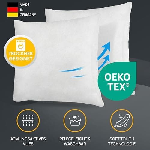 LILENO HOME 40x40 cm waschbares Kissenfüllmaterial - ideal für Allergiker und Couchkissen, Sofa Kissen, Cocktailkissen u
