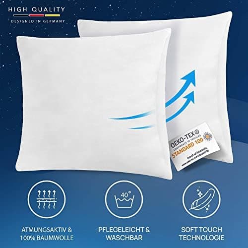 LILENO HOME Federkissen 40x40 cm - perfekt für Allergiker und Kinder - Federkernkissen mit 300 g Federkern-Profil für tr