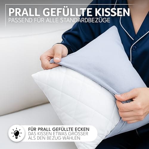 Polyester Kopfkissen (40x40 cm groß) - Weiß - Zierkissen für Couch und Sofa - Waschbar bis 60° - Ökotex - 2er Set Kissen
