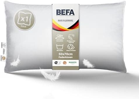 BEFA NATUR Federkissen 80x80 cm (2 Stück) | 100% Federn | Tierwohl zertifiziert | Allergiker geeignet | OEKO-TEX Klasse