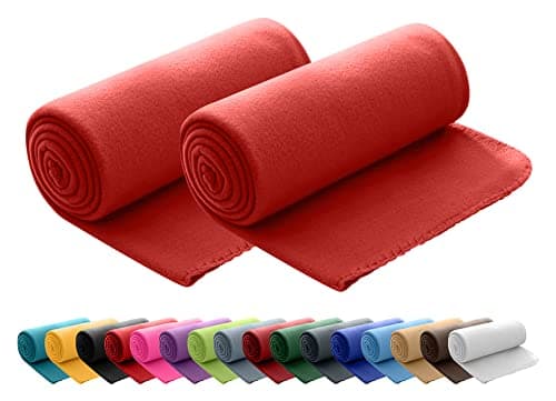 Wometo 2er Set Polar Fleecedecke OekoTex Lilaviolett Anti-Pilling Kettelrand