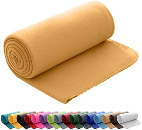 Polar Fleecedecke oekoTex 130x160 Anti-Pilling Kettelrand blau Mittelblau OEKO-TEX STANDARD 100