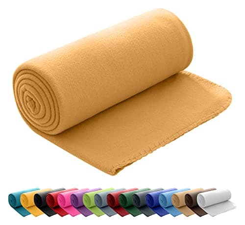 Polar Fleecedecke oekoTex 130x160 Anti-Pilling Kettelrand blau Mittelblau OEKO-TEX STANDARD 100