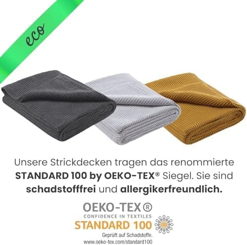 Wometo Kuscheldecke Strick Warme und Weiche Strickdecke OekoTex 140x190TürkisPetrol