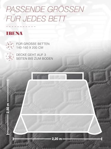 Ibena Nancy Tagesdecke 220x250 cm - Leichte Rosa Decke mit Zopfmuster für Luxuschlaf