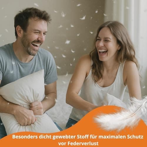 Pölsterliches Schlafkissen 40x40 cm, Federkissen, 100% Baumwolle, OEKO-TEX, Made in EU, 60 Grad waschbar